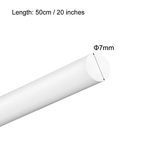 haste redonda de plástico de plástico uxcell 5/16 polegadas diabos de 20 polegadas de comprimento branco