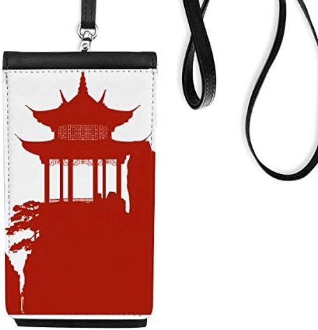 China Pavilion Mountain Fream ilustração Phone Wallet bolsa pendurada bolsa móvel bolso preto