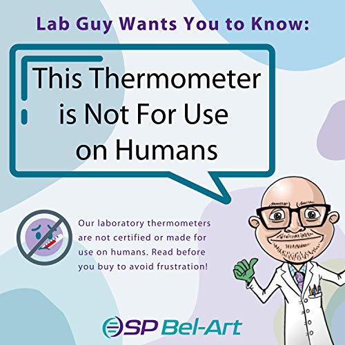 SP BEL-ART, H-B Durac Plus Termômetro de Laboratório Líquido em Vidro de Precisão; 30 a 394F, imersão total,