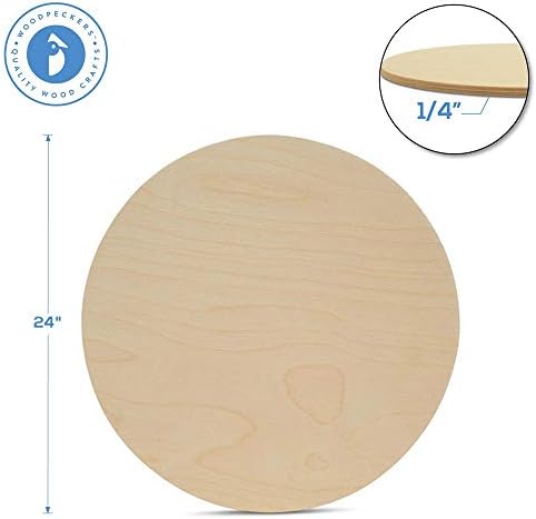 Círculos de madeira de 24 polegadas, 1/4 de polegada de espessura, discos de madeira compensada, pacote de