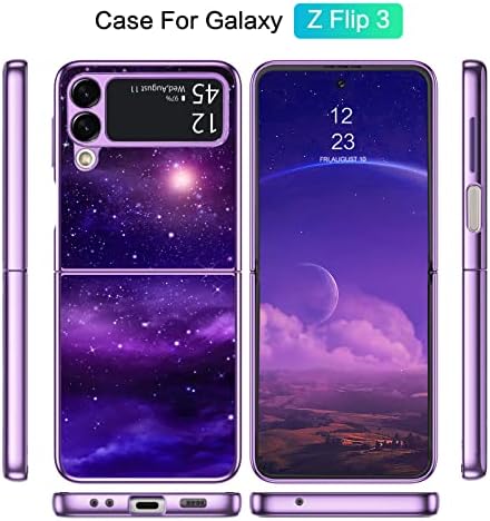 Domaver Galaxy Z Flip 3 Case Samsung Z Flip 3 Caso 5g Glow na nebulosa escura nebulosa luminosa tampa