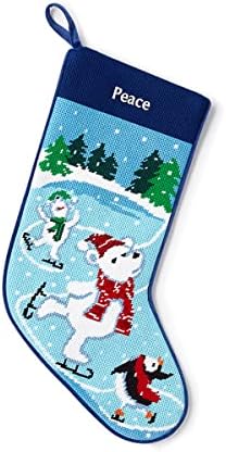 Amélie Home Needlepoint Meias de Natal vintage, bolsa de meias de Natal e meias penduradas para o Natal da