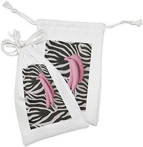 Conjunto de bolsas de tecido de bananas de Ambesonne de 2 bananas rosa em design de estampa de animais