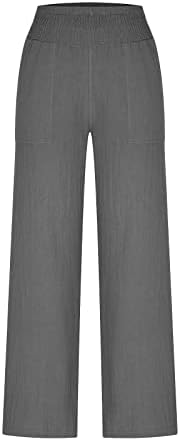 Calças de linho de algodão feminino Moda cor sólida cor mais tamanho de calça casual calça casual