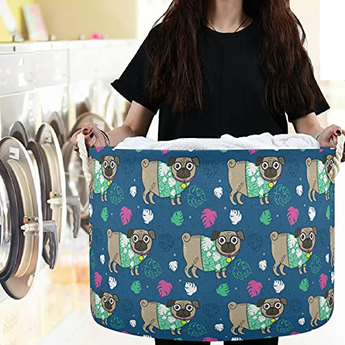 VISESUNNY PUG Usando camisa havaiana lavanderia cestas de tecido de armazenamento caixa de armazenamento