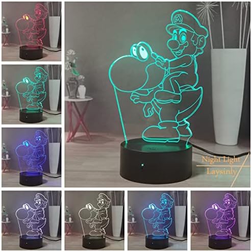Laysinly Anime Night Light, Yoshi liderou a luz noturna para crianças, lâmpada de mesa de 7 polors, quarto de