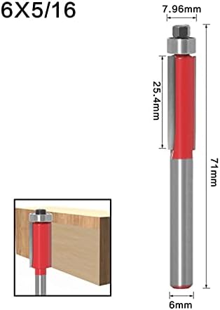 Cortador de moagem de superfície de 6 mm de 1/4 de moinho reto de haste com rolamento para molho de madeira e