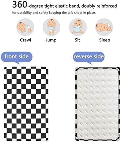 Mini -berço com tema de treliça, lençóis de berço, lençóis de berço portáteis Ultra Material - Folha de