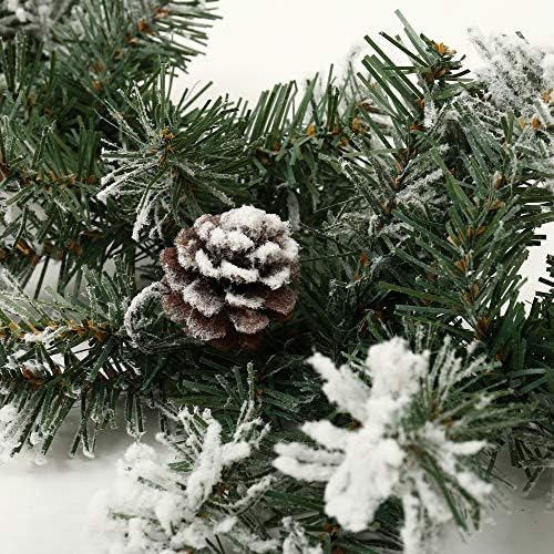 Interlink-Us Us 9ft Gruscia de natal Groches artificiais de neve com pinecones Decorações de natal