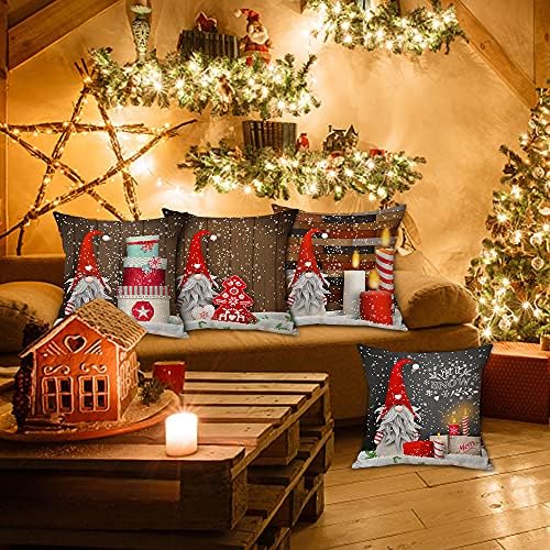 Zivisk Christmas Gnome Capas de travesseiros 18 x 18 Conjunto de 4, Decorações de Natal Tomte sueco Tomte Passageiro