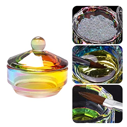 Coloque xícara de decoração de unhas Copo de cristal deslumbrante com tampa de copo de cristal
