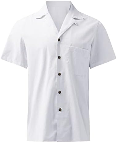 Camisas de linho de algodão masculinas 2023 Summer Summer Solid Color Button Casual Down camisa com