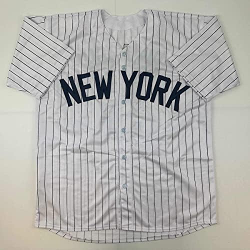 Fac -símile autografou Joe Dimaggio New York Pinstripe Reimpressão a laser Auto Baseball Jersey Size