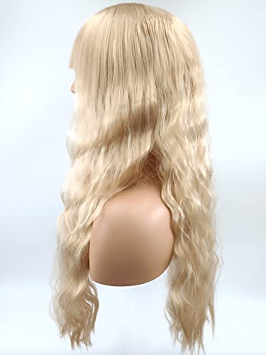 Port & Lotus Blonde Wig para mulheres brancas longas perucas onduladas para mulheres perucas sintéticas de