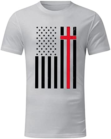 T-shirt masculino de bandeira americana vintage 4 de julho, magro de bandeira dos EUA, camisetas casuais de