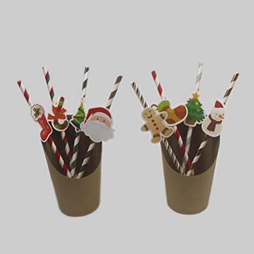 STOBOK 20pcs Dispositáveis ​​canudos de Natal de bebida de papel de papel de papel para festas de aniversário