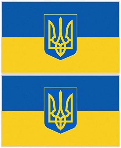 2 Pacote de embalagem Ucrânia Bandeira Magnet Sign Setor Suporte Ucrânia Brasão de armas Automotores Automotores