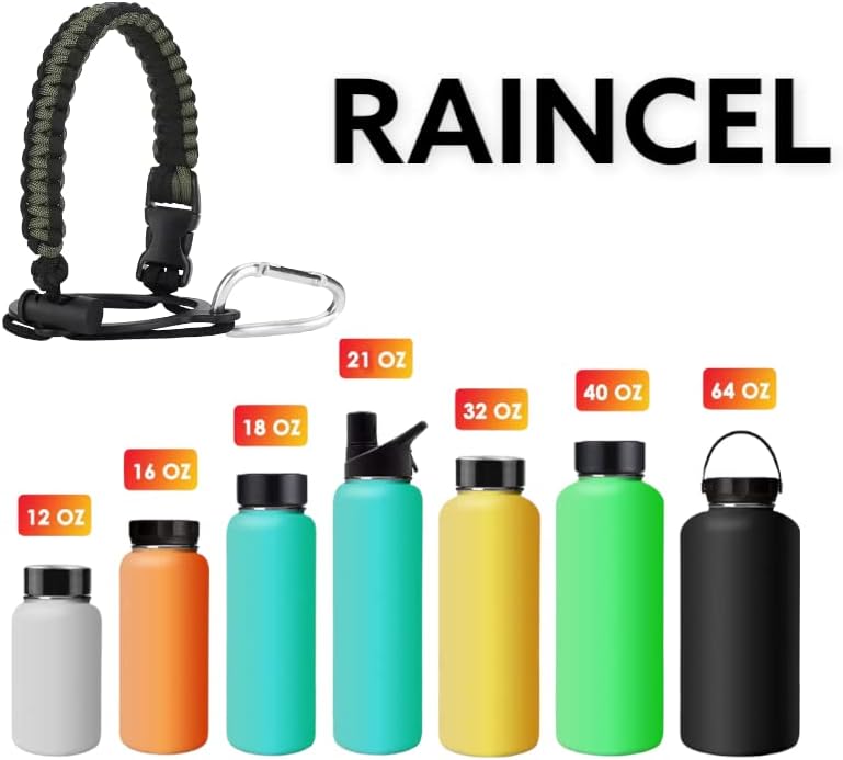RainCell Paracord Handle - se encaixa em garrafas de água na boca larga - transportadora durável, acessórios