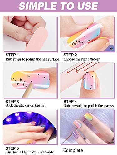 Ebanku Semi Cured Gel unhas Tiras de gel adesivas de unhas Manicure - inclui preparação para preparação, arquivo