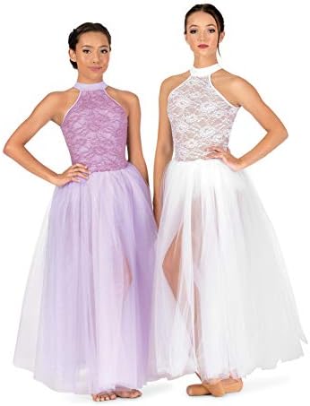 Womens Ballet Halter Romantic Tutu Dress LC211BKSCM preto/Scarlet Medium