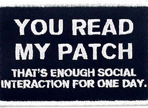 Você lê meu patch que é interação social suficiente para um dia tático patch tático bordado moral aplique fixador
