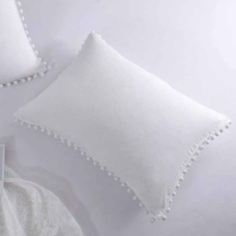 Caso de algodão lavado com tecido de bola macia da borda de bola macia para casal para casas de roupas de cama