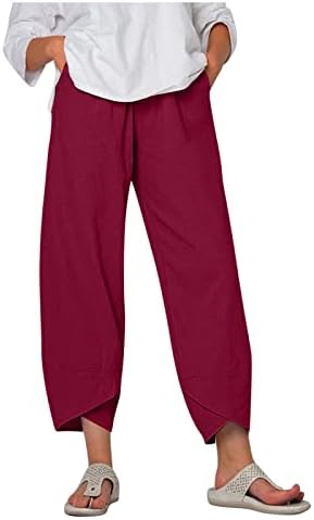 Aucuao Capris para mulheres plus size, Womens Capri Loose Yoga Pants Wide perna largo Pijama Capris Pajama Pajama