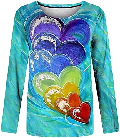Camisas do Dia dos Namorados para mulheres casuais Love Love Heart Graphic Tee