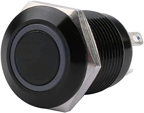 Ndjqy 12mm de botão de botão de metal preto oxidado de 12 mm com lâmpada de led de trava momentânea