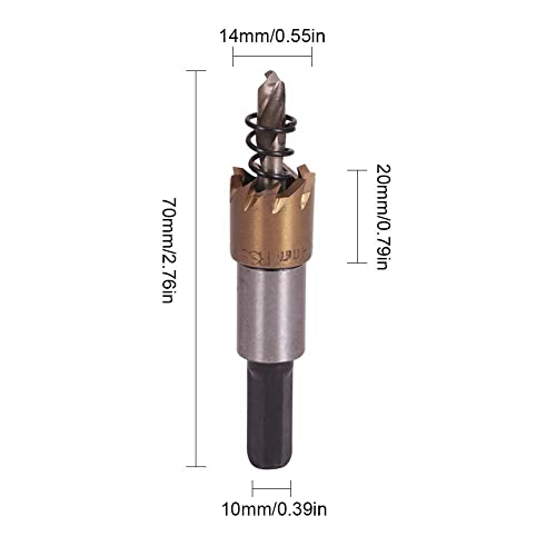 AUNIWAIG 14mm DIA HSS SAW, Ferramenta de cortador de orifício de 70 mm para drywall de plástico de madeira de metal