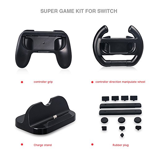 Simply Silver-TNS-876 PC Material Material portátil Game multifuncional definido para Nintendo Switch Black