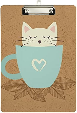 Alaza Hello Fall Fall Cat Coffee Brown Clipboards For Kids Mulheres Mulheres CLIP de plástico de plástico de plástico,