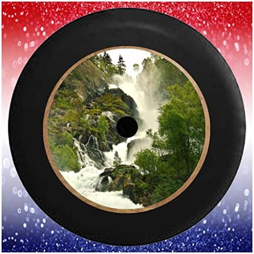 JL tampa de pneu sobressalente em cachoeira de água branca preto 32 a 33 polegadas com orifício da câmera