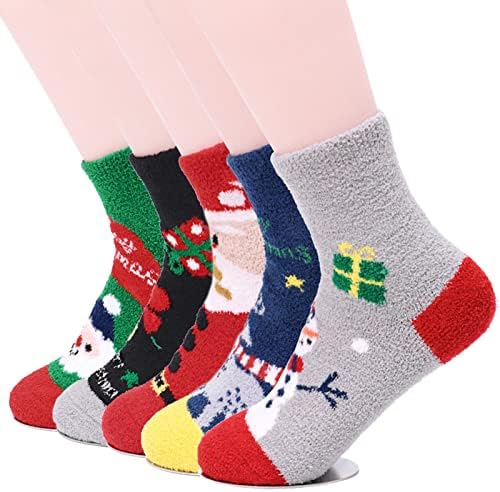 Meias de chinelo macio feminino do Speum, meias macias macias e confortáveis ​​e macias, com meias de Natal