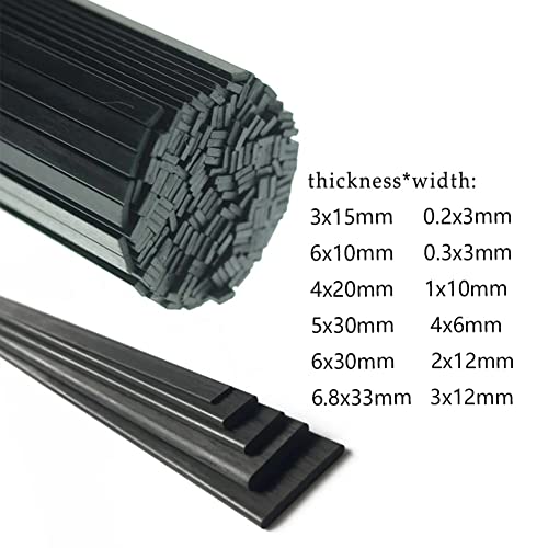 Placa de fibra de carbono: Comprimento: 500 mm, espessura: 1mm, largura: 10mm;