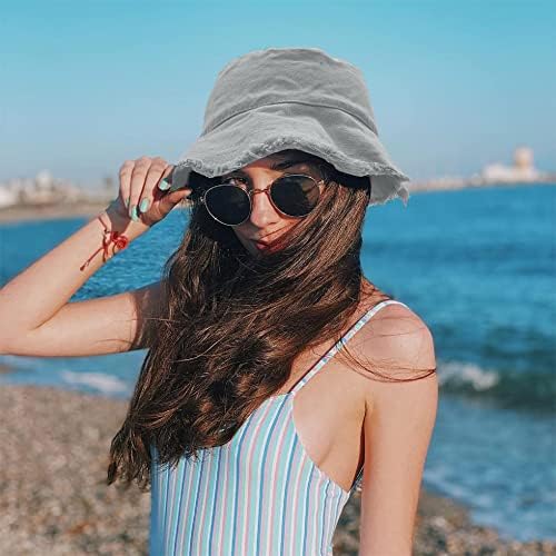 Yifrzour Sun Hat Hat Women Summer Summer Casual Brim Brim algodão Hat chapéu de praia Acessórios de viagens
