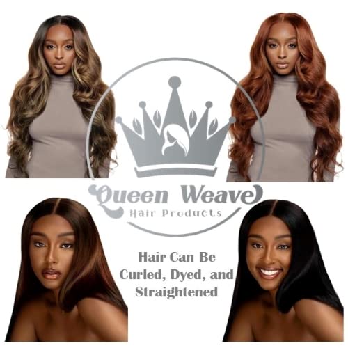 Queen Weave 26 Peruca de cabelo humano real para mulheres negras - 150 Densidade - onda corporal - t Parte
