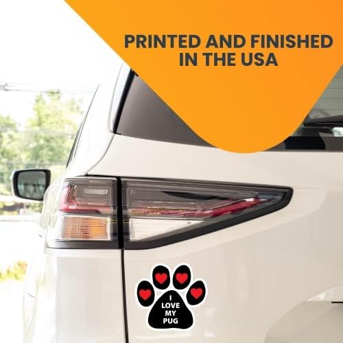Magnet Me Up I Love My Pug Pawprint Magnet Decal