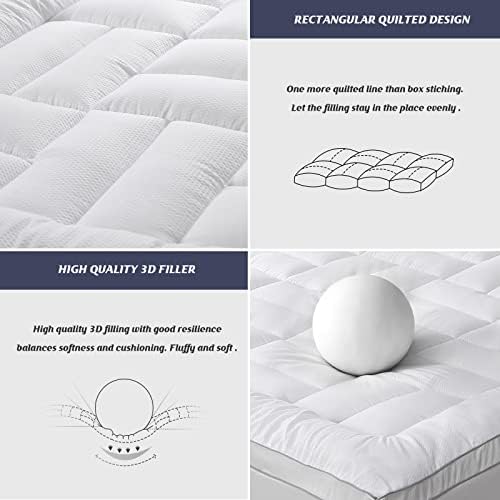 Mattão extra grosso Tamanho King Size, travesseiro Top Mattress Pad Pad Pad, Pluxhted Quilted King Co-King Gross