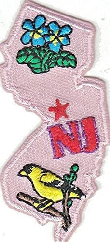 NJ New Jersey State Shape - ferro em apliques bordados/nordeste
