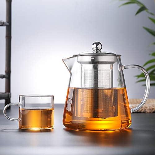 Kacua Glass Bule com Infusor, Safeta de chaleira de chá, 32 onças de chá transparente para florescer