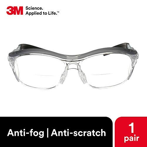 Óculos de segurança de 3m com leitores, óculos protetores Nuvo, +1,5, Ansi Z87, lente transparente, estrutura