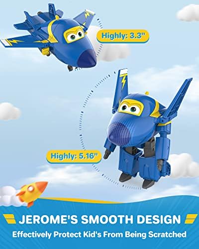 Super Wings 5 ​​Transformando Jerome Airplane Toys, figura de ação de veículo segura e durável, avião para