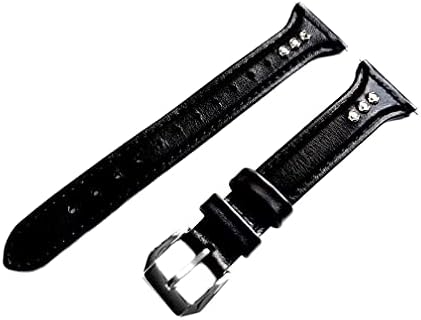 Nickston Black com cristais Banda Slim Compatível com Garmin Venu 2 Smartwatches Elegante Straça de couro