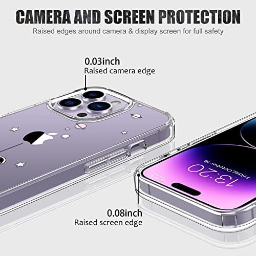 Luhouri iPhone 14 Pro Max Case com protetor de tela, capa de telefone protetora de projeta de moda para mulheres meninas, capa de telefone durável para iPhone 14 Pro Max 6.7 Astronauta no espaço