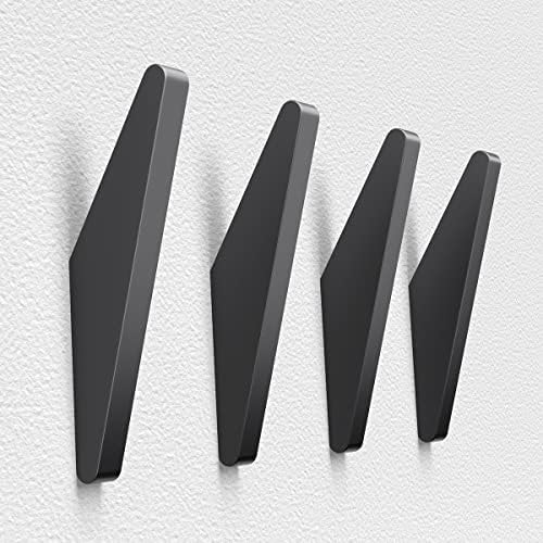 Ganchos de parede de metal de cocoya 4pack, ganchos minimalistas de casaco fosco preto fosco simples moderno instalação