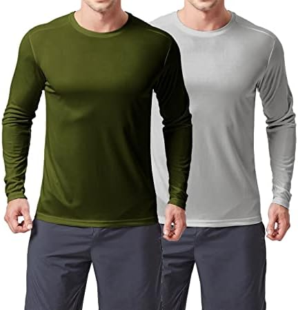Texfit Men's Combo Pack Sport Shirts de manga longa com tecido seco rápido