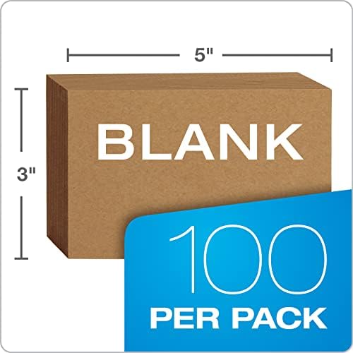 Cartões de índice de Oxford Kraft, 100 pacote, cartões de índice de 3x5 , papel grosso, premium para presentes,