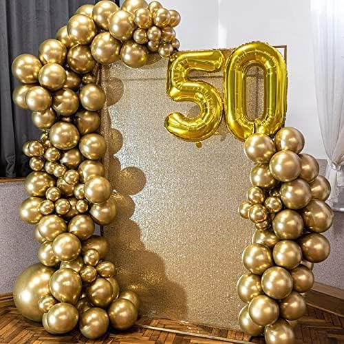 Dkcpisco Gold Metallic Chrome Balloon Arch Kit, 102pcs 18in 12in 10in 5in Ballons de ouro com balões
