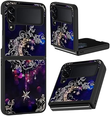 Fiyart projetado para Samsung Galaxy Z Flip 4 Case Lua Stars For Women Girls Luxury Soft TPU Hard PC Back Proteção